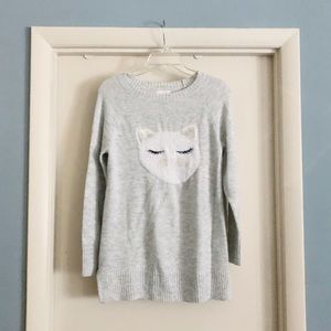 Lauren Conrad Gray Sweater with White Cat